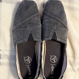 TOMS Black Washed Canvas Slip-Ons